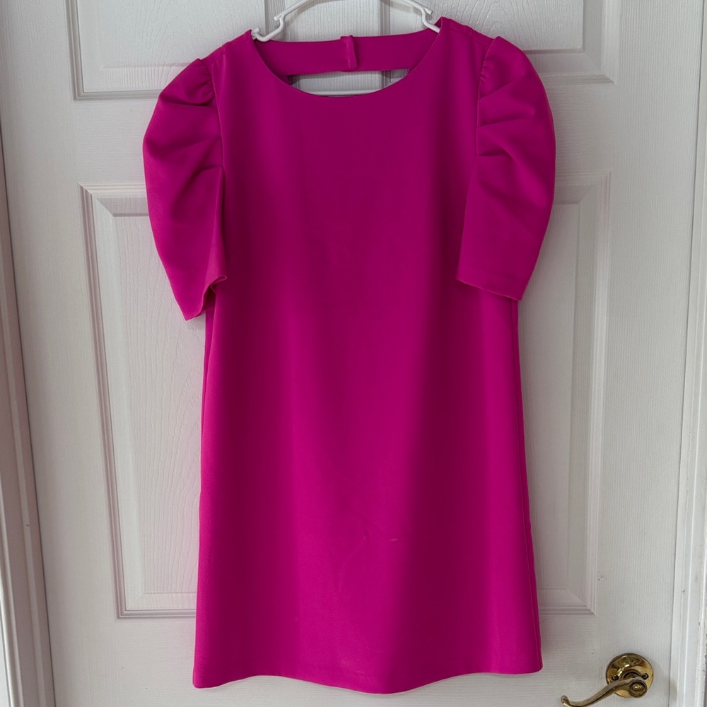 Vibrant Pink Mini Dress with Puff Sleeves